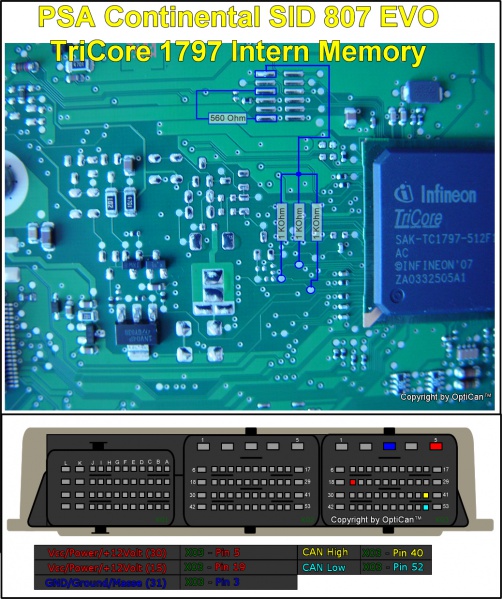 Continental SID 807 EVO (Renault) pinout diagram 1